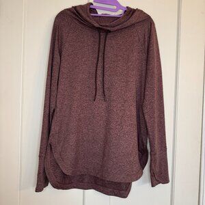 Athleta Womens Uptempo Hoodie Burgundy Cowl Thumbhole Athleisure Size Medium